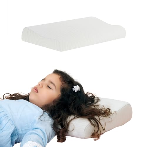 Image of The White Willow Bed Pillow for Kids-Toddler Support for 3 Years to 8 Years-Contour Memory Foam Soft Kids for Sleeping-Small Pillow-Girls & Boys-Toddler Cover-White