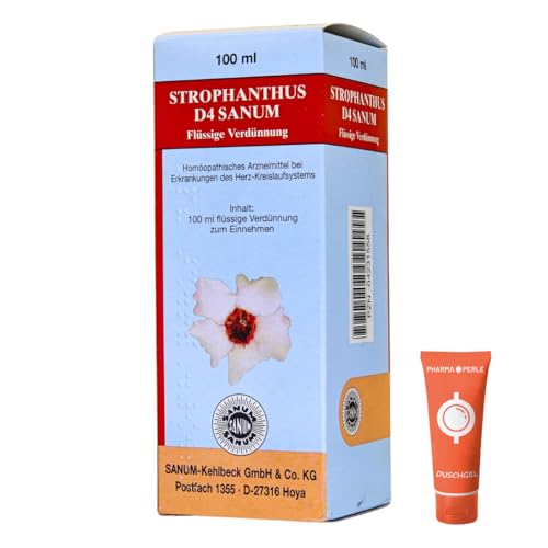 Strophanthus D4 Sanum 1 x 100ml Tropfen Herzschwäche Erwartungsangst Erkrankungen des Herz-Kreislauf-Systems I Sparset mit Pharma Perle Duschgel