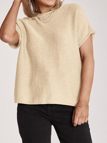 Image of Saodimallsu Women's Short Sleeve Lightweight Casual Crewneck Loose Fit Knit T-Shirt