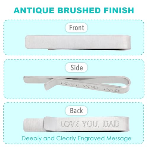 kilofly Men's Tie Clip Hidden Message WORLD'S BEST DAD GRANDPA BROTHER UNCLE Tie Bar2