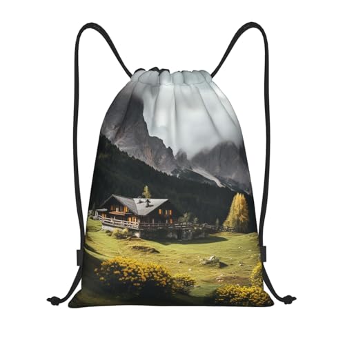 ASLKXOPEMG Dolomite - Mochila deportiva con cordón, bolsa de cuerda para yoga, viajes, Negro, M