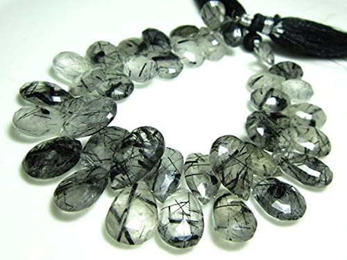 Quartz tourmaline véritable en rang de perles poires pour réparer et créer vos bijoux