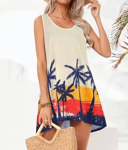 Image of elescat Womens Swimsuit Cover Up Summer Sleeveless T Shirt Beach Dress Tank Bikini Coverups 2026