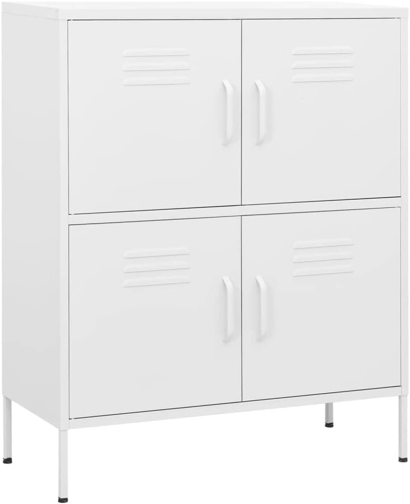 Standing Storage Cabinet,Locker with Shelves and Doors,Locker Cabine for Garage Office Tool Utility Room,Storage Cabinet Orange 31.5"x13.8"x40" Steel (White)