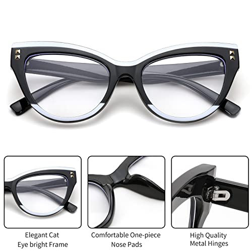 Image of FEISEDY Women Oversized Blue Light Blocking Computer Glasses Fake Nerd Cat Eye Glasses Frame Anti Eyestrain B2323