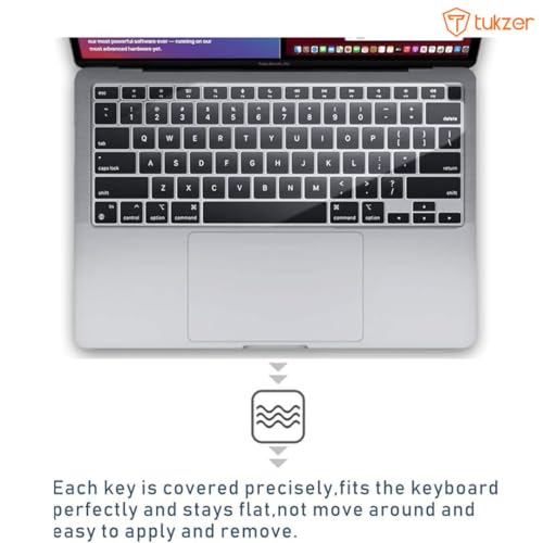 Image of Tukzer Ultra-Thin Waterproof & Dust-Proof Keyboard Protector Skin TPU for MacBook Air M1 13-inch 2020 Release | Compatible with Model A2179, A2337 with Retina Display & Touch ID (Clear)