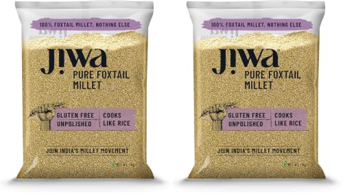Image of Jiwa Pure Foxtail Millet | 1 Kg | Unpolished | Cooks In 15 Minutes | Positive Millet | Kangani Seeds | Ancient Grain | Low GI | Gluten Free (Pack of 2)