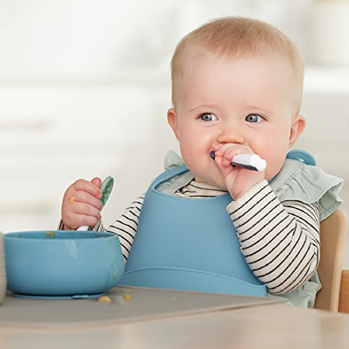 Numnum Non-Slip Silicone Placemats For Babies, Toddlers, And Kids | Durable 100% Food Grade Silicone Bpa-Free | Portable Table Mat For Dining Table & Restaurants | 4 Months+ (Gray/Green), 2 Pack #TOP4