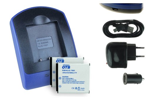 2 Baterìas + Cargador (USB/Coche/Corriente) para Kodak Klic-7001, Easyshare M320... / BenQ DC E1050 E1220 / Praktica Luxmedia 10-TS.. Ver Lista