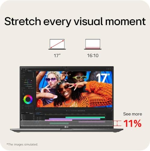 Image of LG Gram 17 Touchscreen Lightweight Laptop 2025, Copilot+ PC, Intel Core Ultra 7 258V, 17 inch QHD+ Touchscreen, 32 GB LPDDR5X, 2 TB SSD, Wi-Fi 7, Backlit Keyboard, Wi-Fi 7, Windows 11 Pro, Accessories