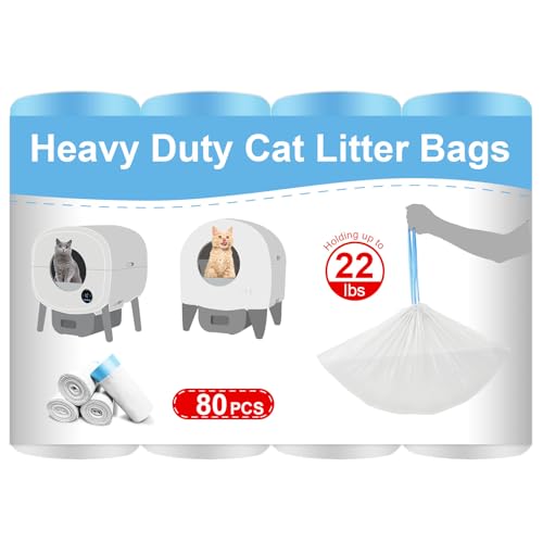 80 Count Cat Litter Box Liner Bags for Open-Top Pet Automatic Self Cleaning Cat Litter Box, Waste Bags, 27