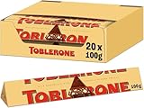 Toblerone Milk Chocolate Bar Multipack, Swiss Chocolate with Honey and Almond Nougat, 20 x 100 g Bar Per Box (1 Box Total)