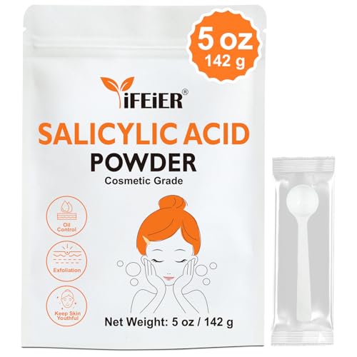 iFEiER 100% Pure Salicylic Acid Powder | Cosmetic Grade Salicylic Acid 5oz (142g) | acido salicilico for DIY BHA Exfoliant for Skincare Body Hair & Industrial Use