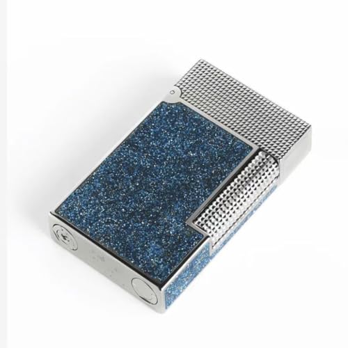 Encendedor vintage masculino a gas, rellenable con butano, azul miniatura 3