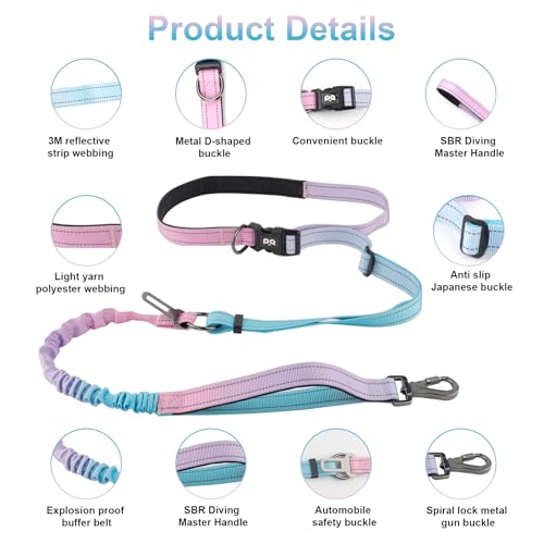Joggingleine Hunde Freihändig Laufleine für Hunde Reflektierend Bauchgurt Hundeleine Dog Leash 145-225 cm Joggingleine mit Bauchgurt Ruckdämpfend für Jogging Laufleine für Große bis 50kg
