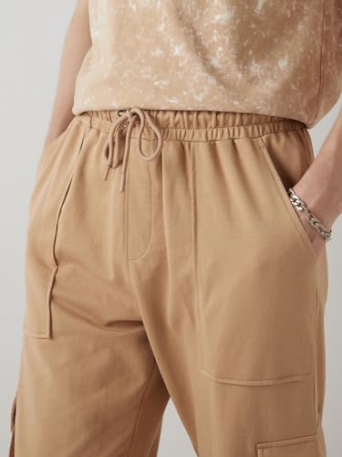 Image of Bewakoof Air 1.0 Men's Solid Oversized Fit Poly Cotton Cargo Joggers