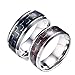 Aeici Bagues de Mariage Femme Bagues Acier Inoxydable Homme Bague Argent 8Mm Fibre de Carbone Argent Femme 64 + Homme 61.5