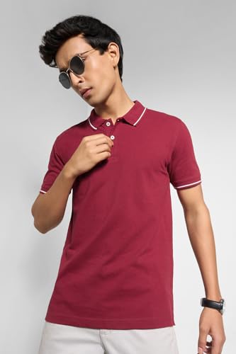 Image of Peregrine by Pantaloons Men's Solid Slim Fit Polo Shirt