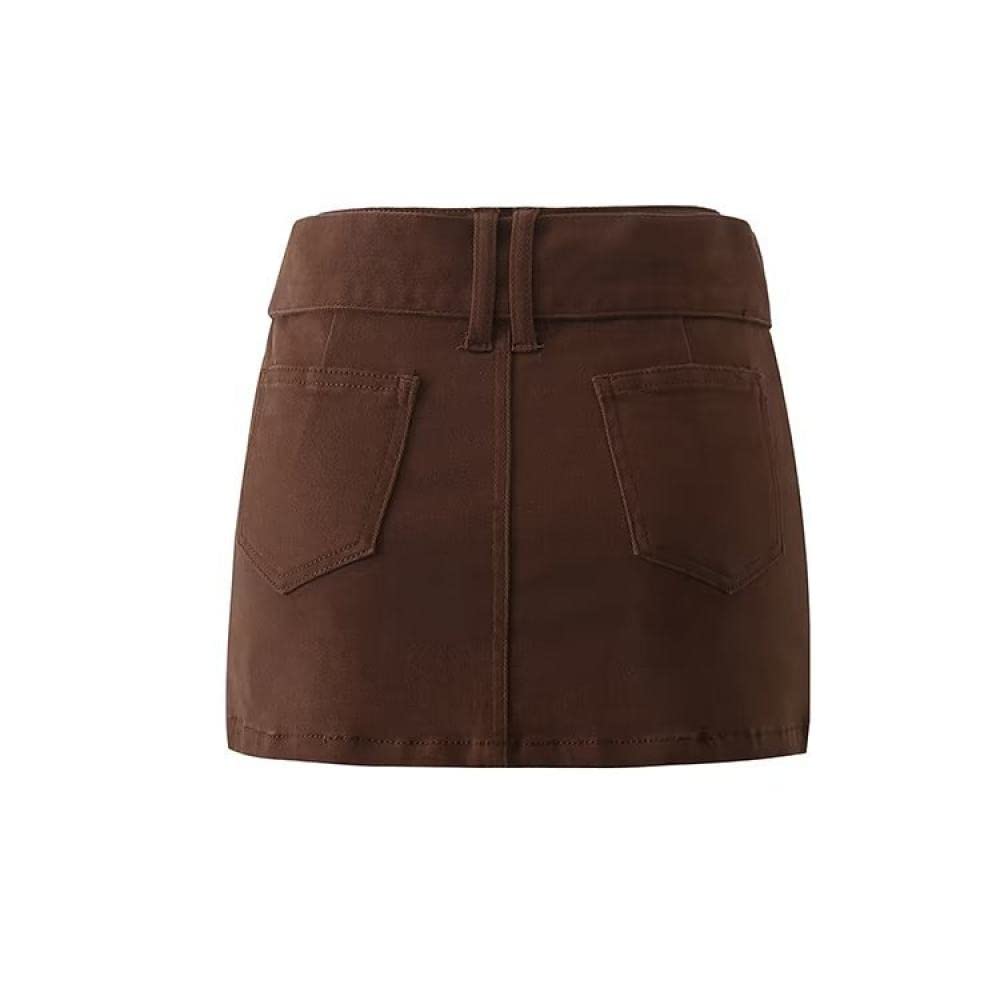 Gonne,Minigonna da Donna Gonna Cargo Nera Moda con Tasche Cerniera Cintura A Line Slim Tinta Unita Gonna Corta Casual Avvolta sui Fianchi per Ragazze Signore,S