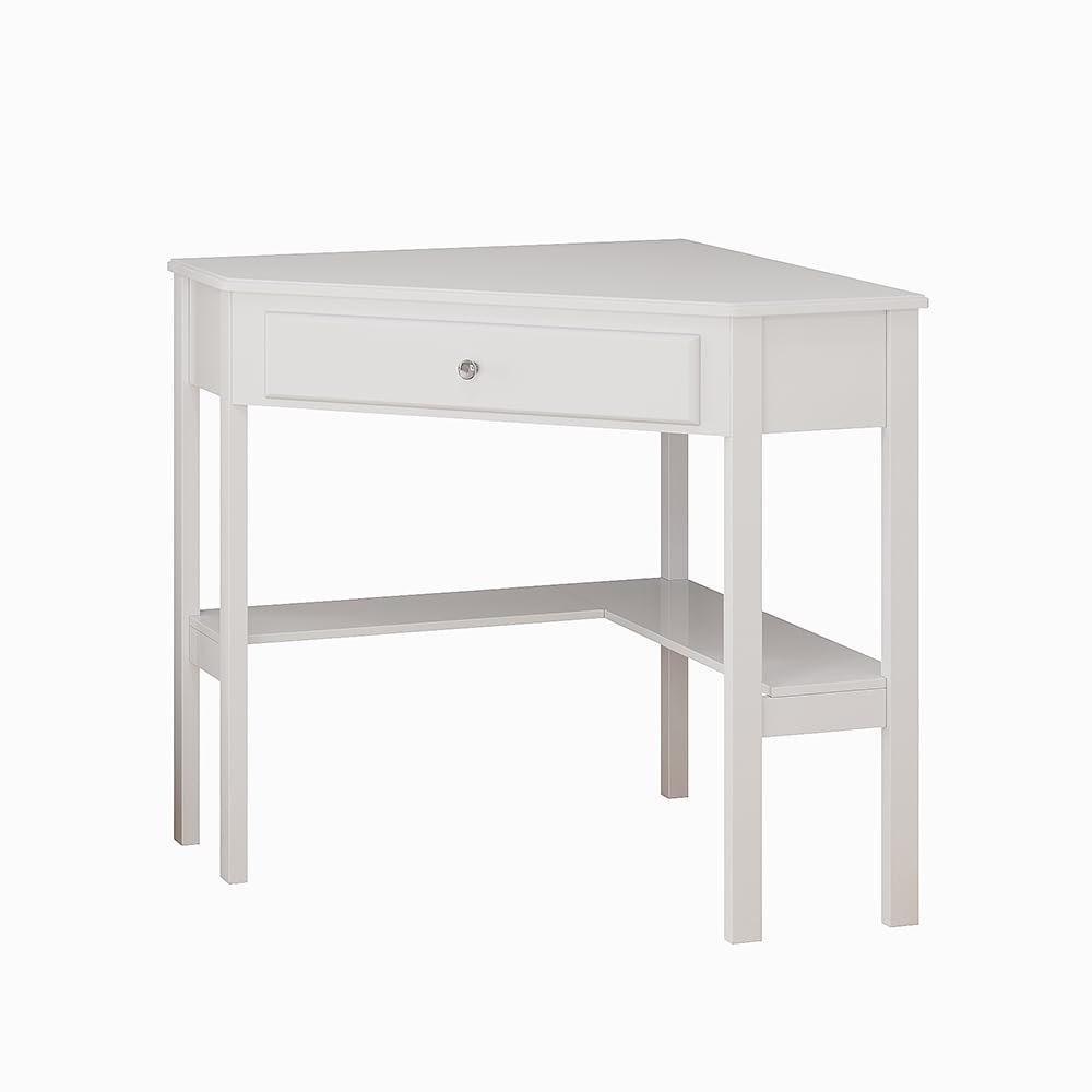 Vicco Tavolo da trucco ad angolo Velto, Bianco, 75 x 76.8 cm | con cassetto, per un posizionamento salvaspazio negli angoli della stanza