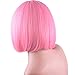 Annivia Pastel Pink Short Bob Wig with Bangs for Women 12inchShoulder Length Heat Resistant Soft Synthetic Pink Wigs (Pink)