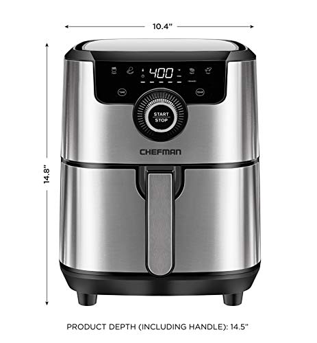 Chefman Air Fryer Healthy Cooking, 4.5 Qt,User Friendly And Dual Control Temperature, Nonstick Stainless Steel, Dishwasher Safe Basket, W/ 60 Minute Timer & Auto Shutoff #TOP6