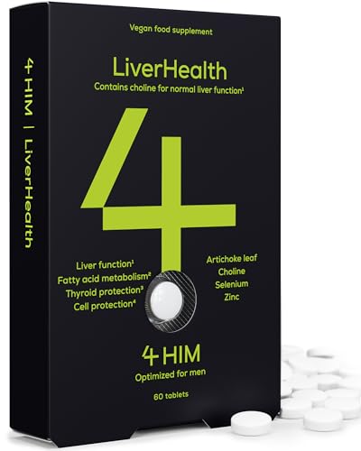 4 HIM LiverHealth - Liver Support Supplements - 60 Vegan Tablets - Liver Supplements for Liver Function - Made with Zinc, Choline and Selenium