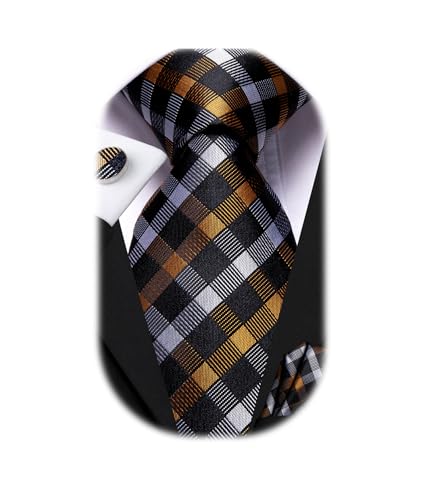 Dubulle Mens Tie Set Necktie and Pocket Square with Cufflinks Gift Box