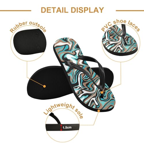 Wavy Brown Blue Flip Flop Beach Summer Casual Sandal for Women & Men Shower Shoes 208618942