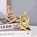 Jinkoozz Gold Reading Women Statue, Thinker Sculptures, Abstract Art Ornament, Modern Aesthetic Figurine Decoration, Suitable for Home Living Room Bedroom Office Shelf Table Desk Bookshelf Decor