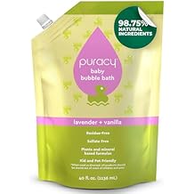 Puracy Bubble Bath for Children, Gently Scented with Real Lavender & Vanilla, 98.75% Natural Baby Bubble Bath, Plant-Based Moisturizers for All Skin Types, Tear-Free for Daily Use, 40 Fl Oz