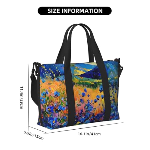 wildflowers art print Travel Duffel Bag, Sports Tote Gym Bag, Swim Pool Bag Large Shoulder Tote Bag for Beach Weekender4