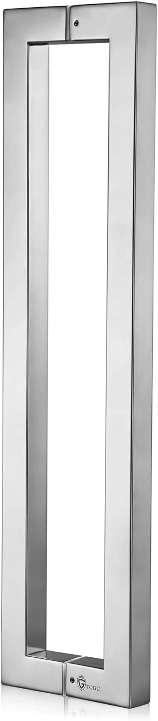TOGU TG-R3030 Heavy Duty Commercial Grade 1200mm/48 inches Square/Rectangle Shape Solid 1.2mm Thick Stainless Steel 304 Push Pull Door Handle, Mirror Chrome/Polished Chrome Finish 48 In Length/1.18X1.18In (FrontXSide)