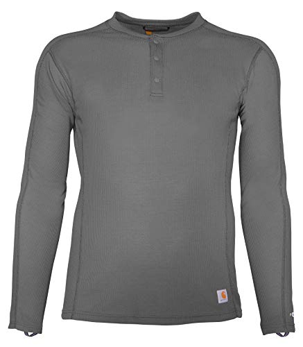 Carhartt Men's Force Midweight Classic Henley Thermal Base Layer Long Sleeve Shirt, Shadow, X-Large
