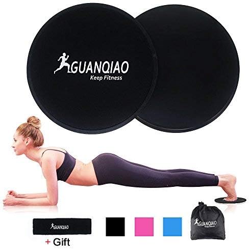 GUANQIAO Fitness Core Sliders 2 Pieces Double Sides Exercise Sliders Use On Carpet or Hardwood Floors Black