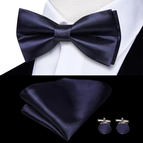 Image of Hi-Tie Men Suspender Bowtie Set Suspenders Pre-tied Bow Tie Pocket Square Cufflinks Adjustable Y Shape 6 Clips Braces Tuxedo