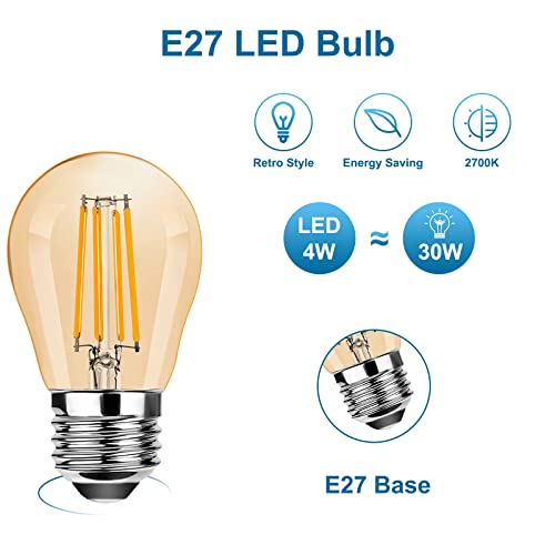 ProCrus E27 vintage led-gloeilamp, G45 4 W Edison ledlamp, 2700 K warm wit, 300 lm lichtbron vervanging voor 30 W… - Afbeelding 7