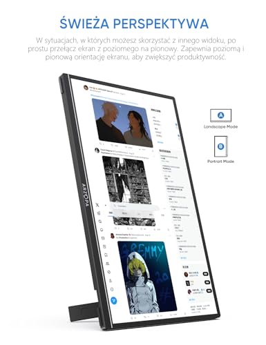 ARZOPA Portable Monitor, 14,0 "1920 × 1080 FHD IPS Portable Monitor dla laptopa z pojedynczym ROD, obsługuje HDMI/type-C/USB-C, ekran gier ochrony oczu dla laptopa/PC/MAC/PS3/5/5/Xbox