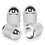 Bullet Style Polished Aluminum Silver Chrome Tire Valve Stem Caps (Pack of 4)