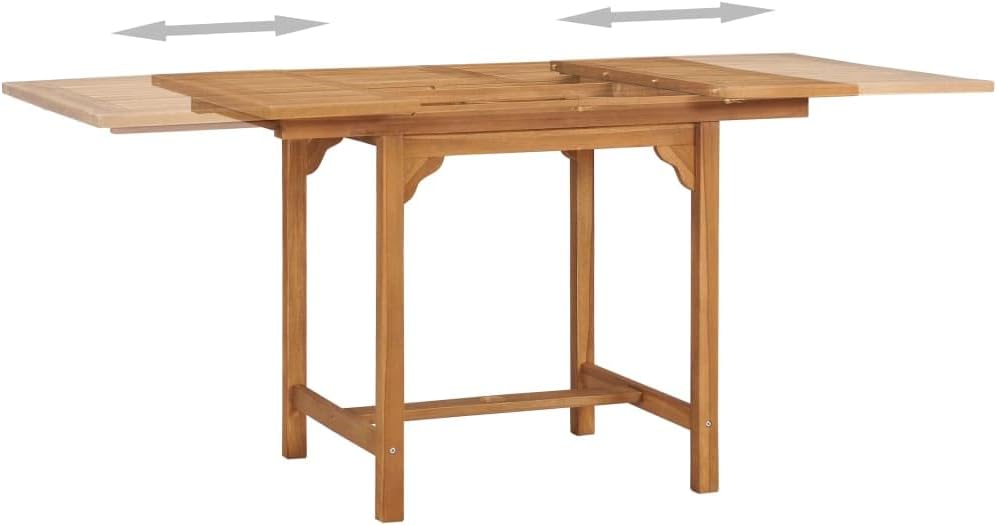 Extending Patio Table,Outdoor Bar,Balcony Desk,Outdoor Dining Table,Backyard Table,with an Umbrella Hole,for Patio, Deck, Lawn, Garden, Backyard, (43.3"-63") x31.5"x29.5" Solid Teak Wood