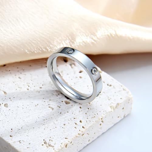 Love Friendship Cute Ring for Women: 18K Gold Plated Silver Stainless Steel Promise Ring Cubic Zirconia Wedding Engagement Band Birthday Gifts Dainty CZ Jewelry Size 5 6 7 8 9 104