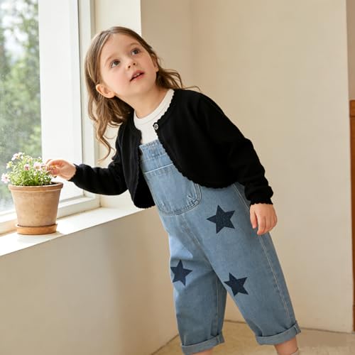 Image of Miipat Toddler Girls Cardigan Long Sleeve Bolero Shrug Kids Knit Sweater Cover Up Button Closure Cropped Tops