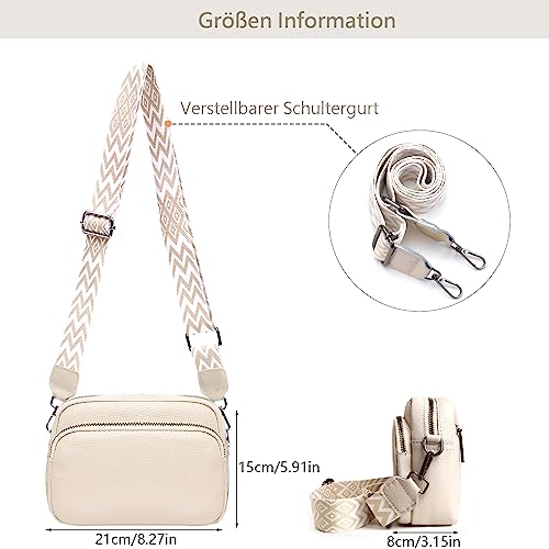 TIAASTAP Damen Umhängetasche Klein Handtasche PU Leder Crossbody Bag Crossbag Schultertasche Damen Tasche Moderne Taschen mit Abnehmbarem Breitem Schultergurt und 3 Fächern – Bild 4