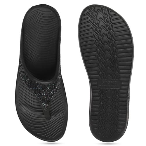Image of GOLDSTAR SASHA-02 Black Comfortable EVA Waterproof Slippers Flip Flops Chappals Cushioned Sliders Daily Use Slipper Slip-On Slipper /Sliders For Women