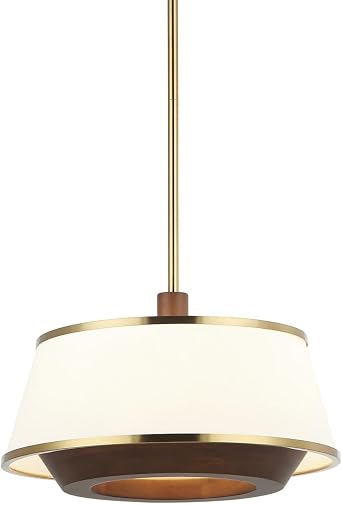 Desert Flyer 3-Light Convertible Pendant/Semi-Flush - Satin Brass/Medium Walnut