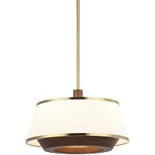 Varaluz Desert Flyer 3-Light Convertible Pendant/Semi-Flush - Satin Brass/Medium Walnut