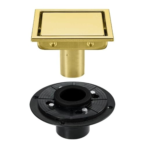 Brushed Gold 6 Inch Stainless Material Shower Drain With Abs Base X Yellow Stainless Steel Brushed #TOP2