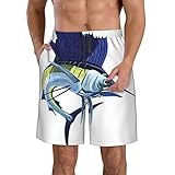 KTQUZCLF Schnell trocknende Strand-Shorts, blaue Sailfish Herren-Badeshorts mit Taschen zum Surfen, Tauchen, siehe abbildung, XXL