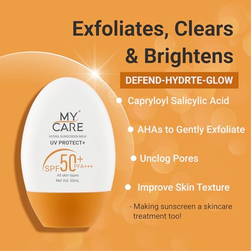 Image of SPF 50 PA+++ Sunscreen for Oily & Dry Skin | Non-Greasy, No White Cast | Deep Hydrating Daily Use Sunscreen| With Ectoin & Hyaluronic Acid | 50ml