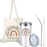 2 Pcs Teacher Gifts for Women Teacher Appreciation Gifts 20 oz Boho Teacher Gifts Coffee Mug 13 x 15 Inch Rainbow Teacher Tote Bag Teacher Tumbler Teacher Canvas Tote